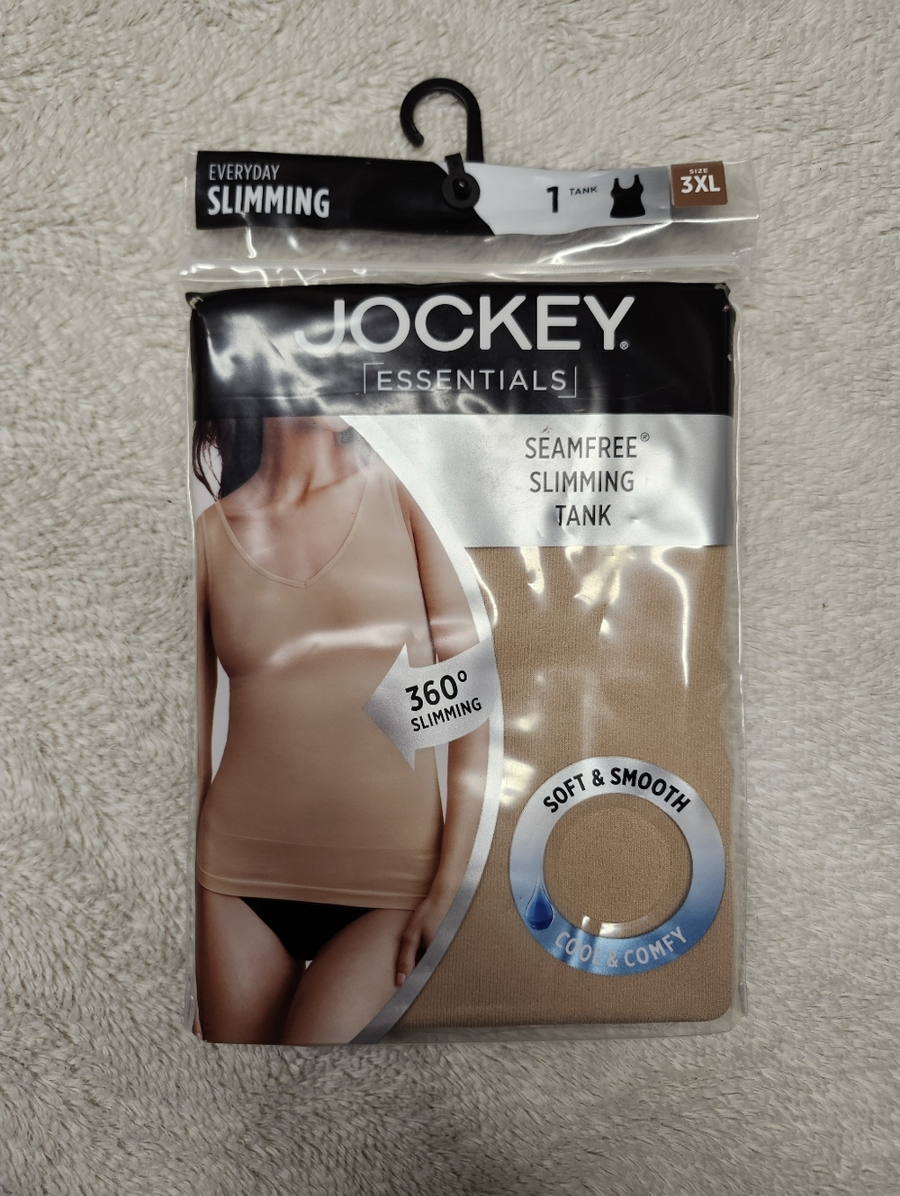 • Jockey Essentials Women's Size 3XL Seamfree Slimming Cool & Comfy Tank Beige